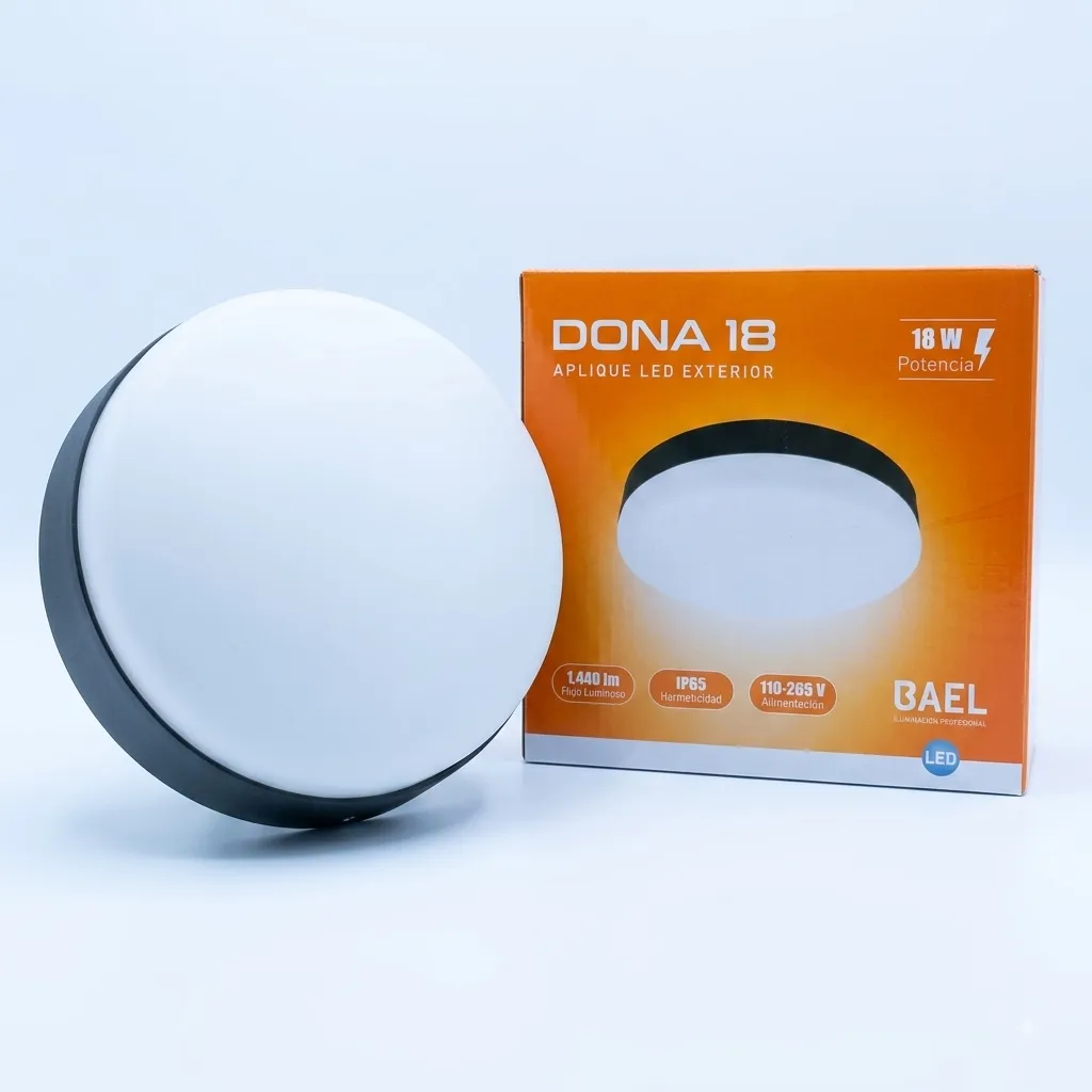 LAMPARA TORTUGA REDONDA 18W LED NEGRA BAEL