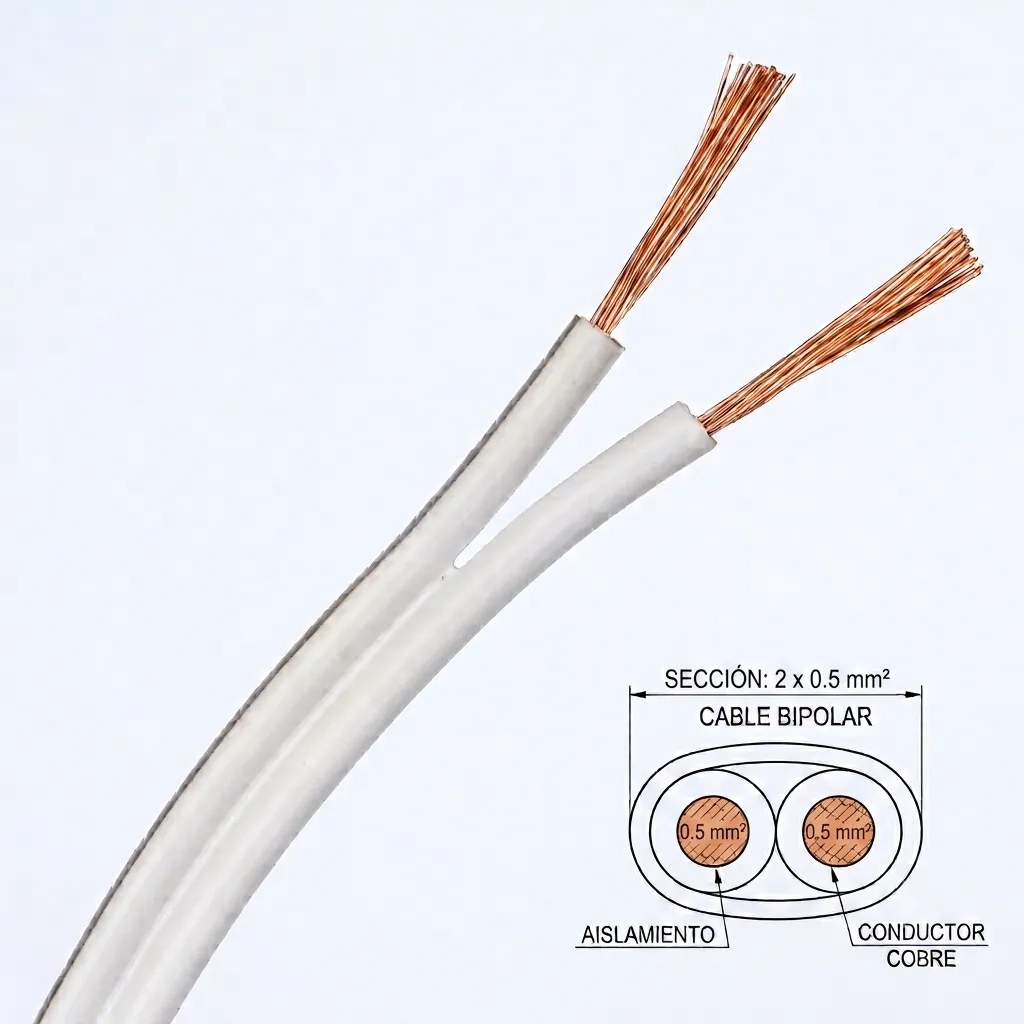 CABLE BIPOLAR 0.5MM X 1MT BLANCO