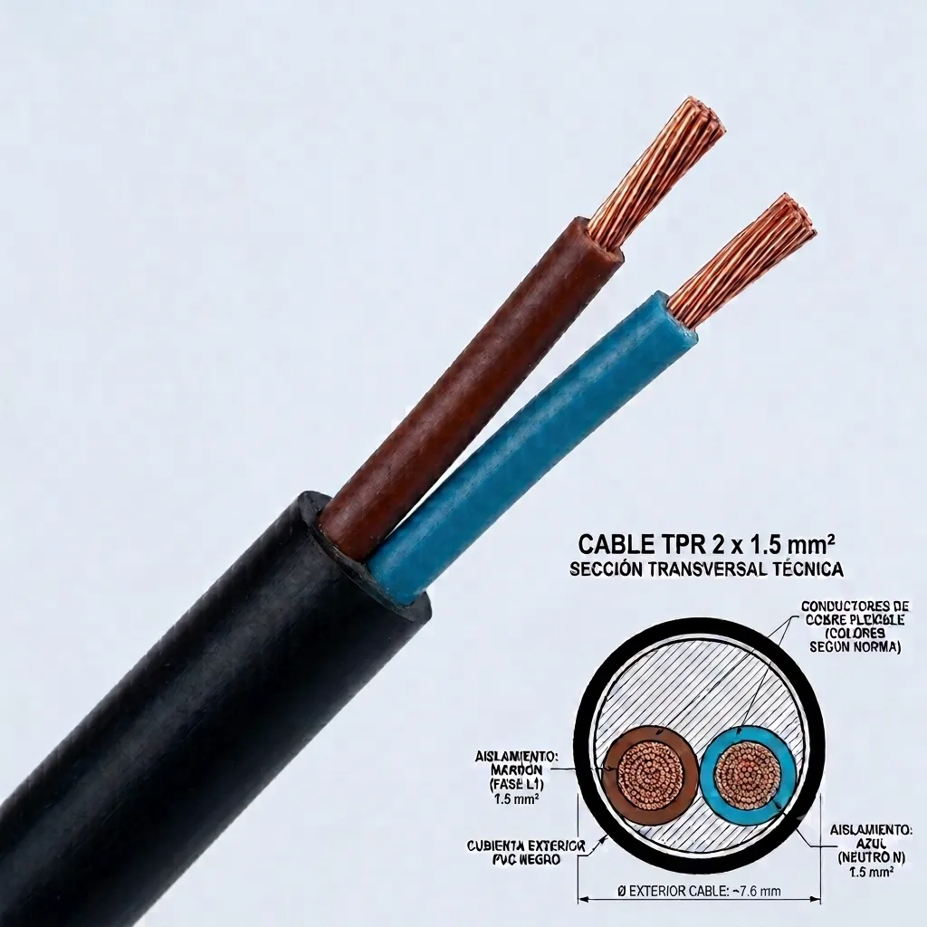 CABLE T. TALLER 2 X 1.5 MM X 1M NEG.