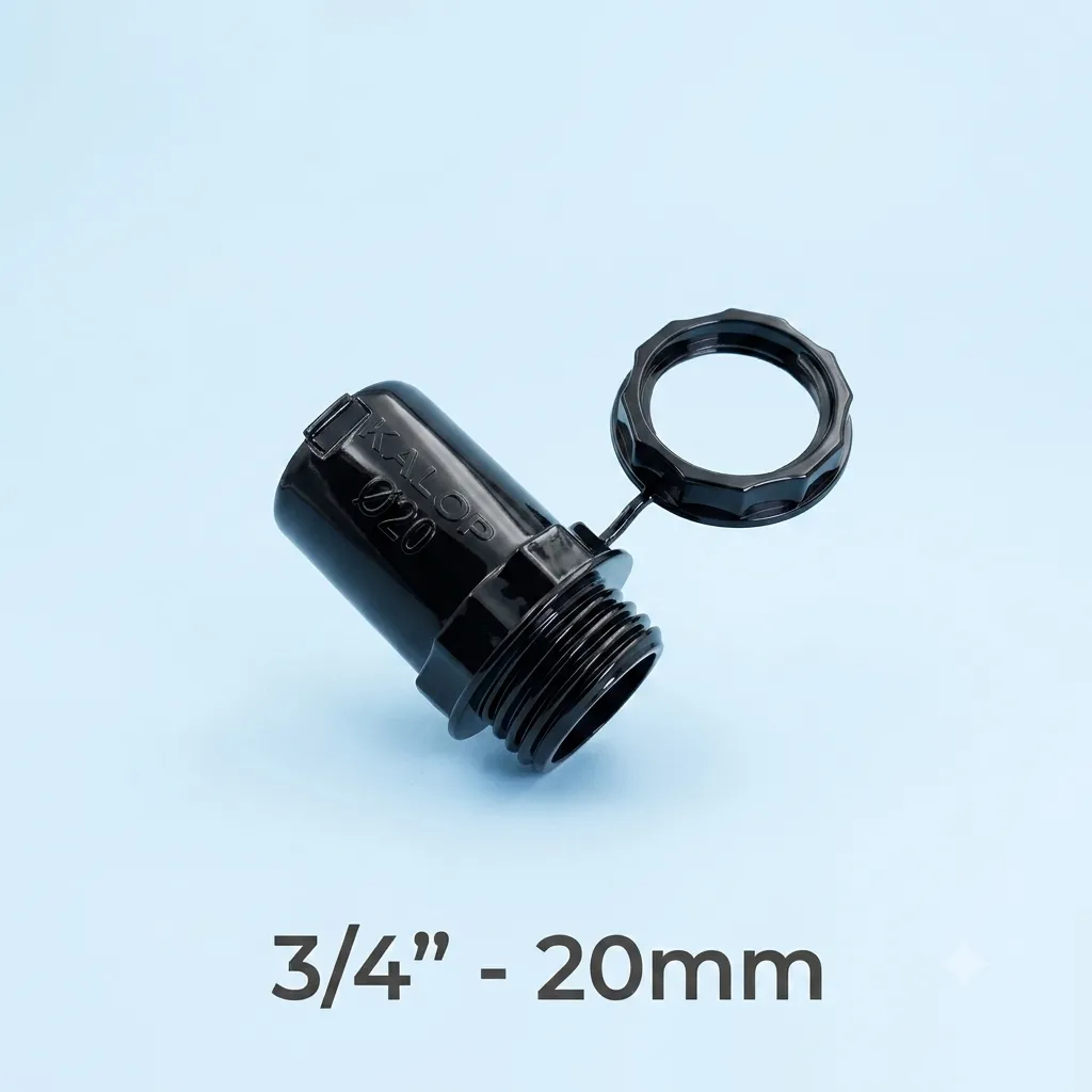 [Caños] CONECTOR C/RIG. PVC D. 20MM KALOP NEGRO