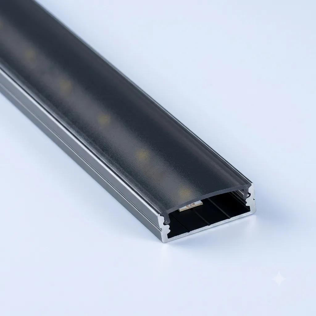 PERFIL ALUMINIO APLICAR 17X7MM X 2MTS - NEGRO C/ DIFUSOR