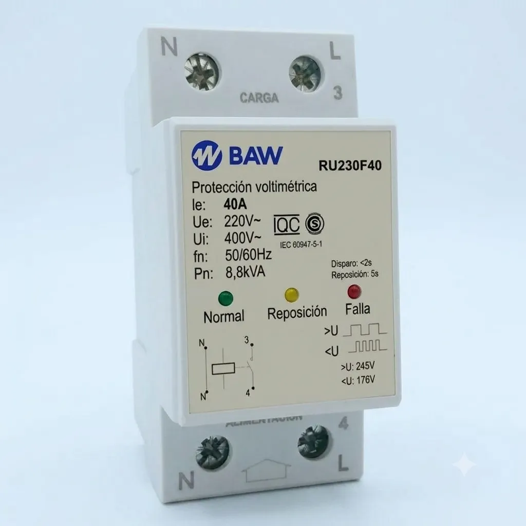 PROTEC. TENSION ALTA Y BAJA AUTO. 2 X 40A P/RIEL DIN