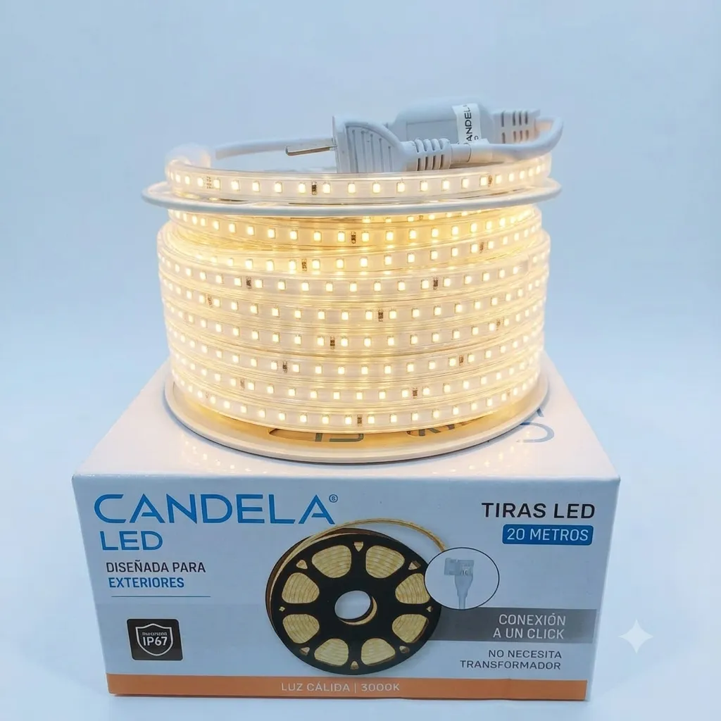 20Mts TIRA LED 220V CANDELA CALIDA C/ADHESIVO