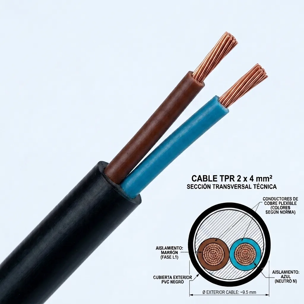 CABLE T. TALLER 2 X 4 MM X 1M NEG.
