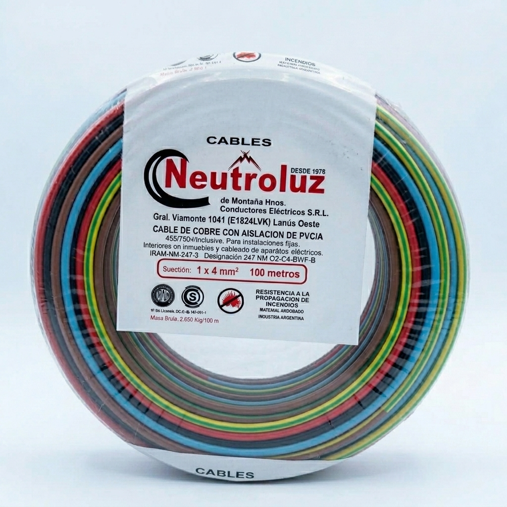 CABLE UNIP. 4MM X 100 MTS NI NEUTROLUZ
