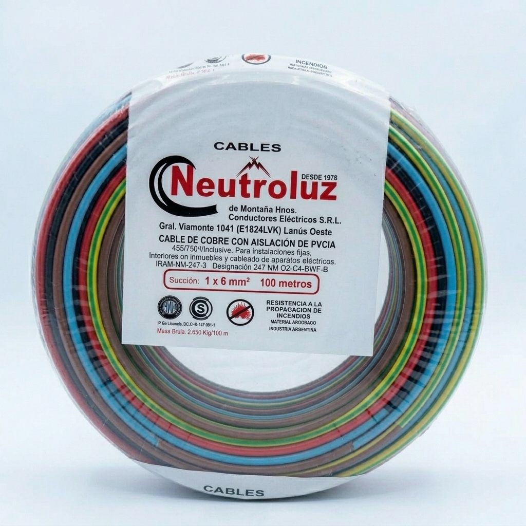 CABLE UNIP. 6MM X 100 MTS NI NEUTROLUZ