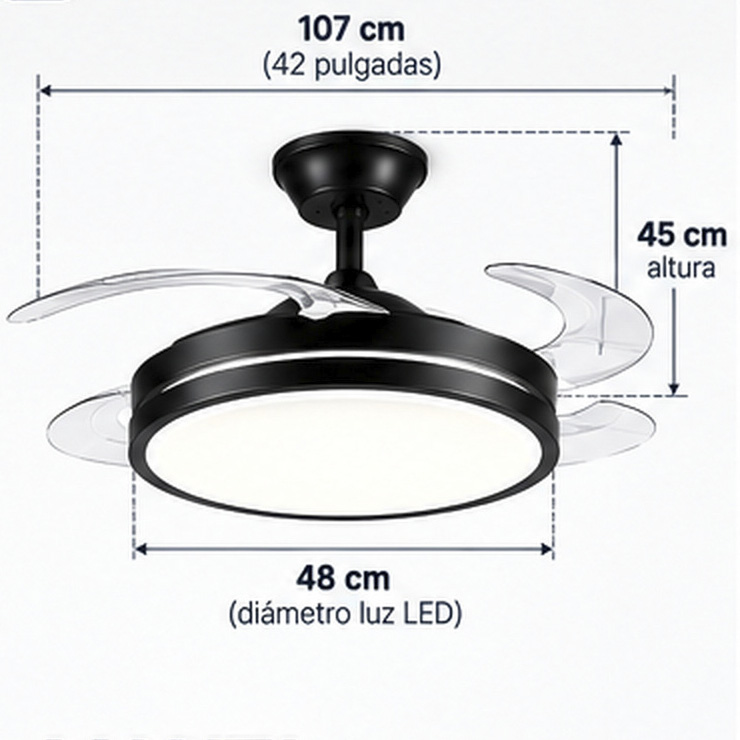 [TNVEN42CLL48W] VENTILADOR 42" 30W C/LUMINARIA LED 48W/9.600 LMS CCT C/ CONTROL
