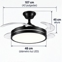 VENTILADOR 42" 30W C/LUMINARIA LED 48W/9.600 LMS CCT C/ CONTROL